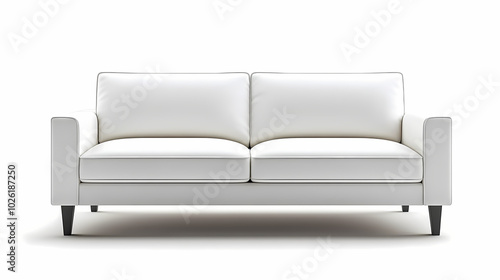 An isolated leather sofa with cushions on a white background, suitable for comfortable seating in a modern home