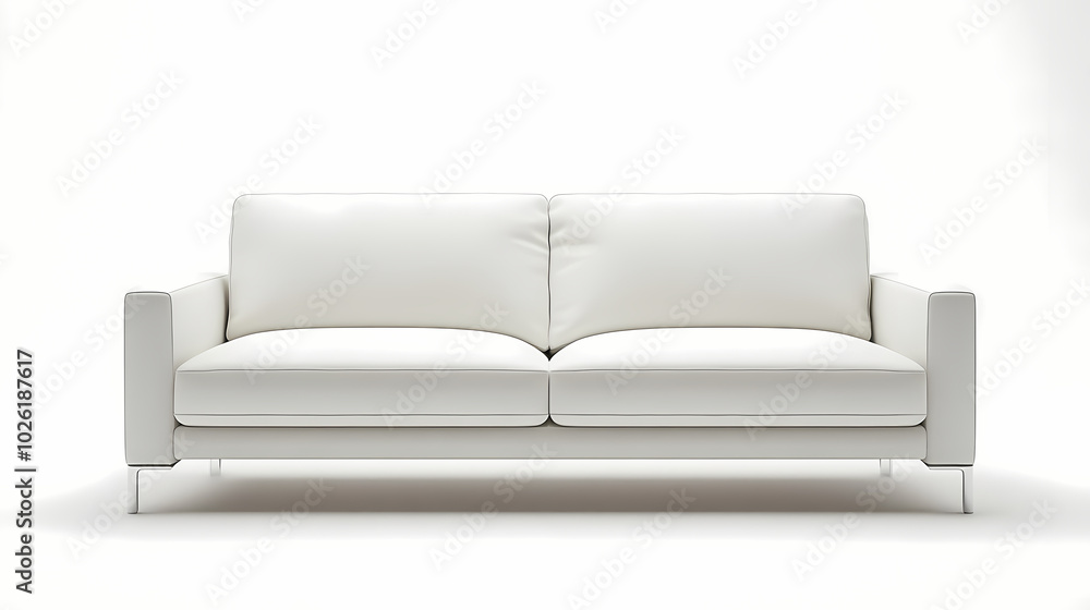 An isolated leather sofa with cushions on a white background, suitable for comfortable seating in a modern home An isolated leather sofa with cushions on a white background, suitable for comfortable seating in a modern home
