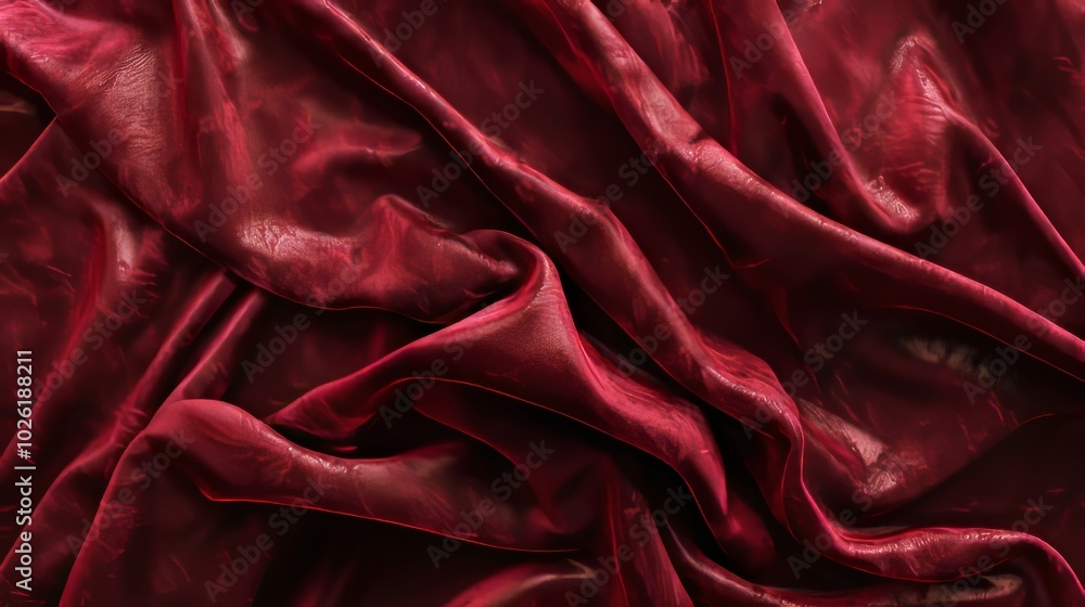 Obraz premium Rich crimson fabric draped elegantly showcasing luxurious texture and softness in a refined setting