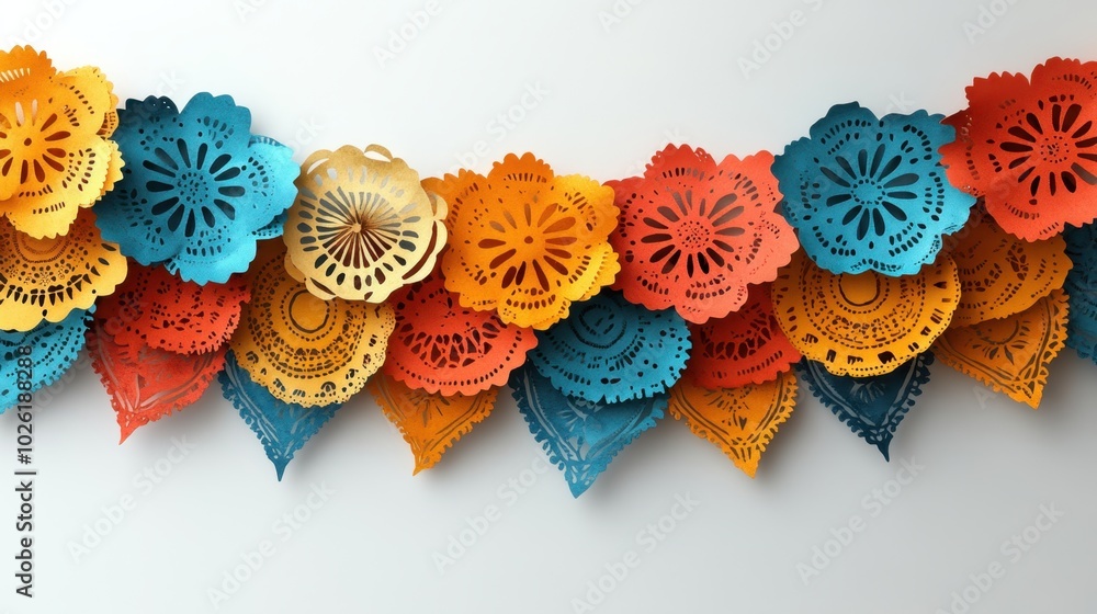 custom made wallpaper toronto digitalA decorative papel picado banner isolated on white background. 