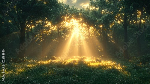 Soft Light Filtering Through Big Trees in a Forest