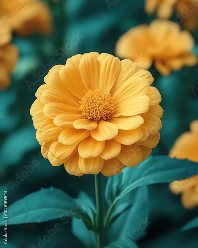 A marigold flower traditionally used in altars isolated on white background.  photo