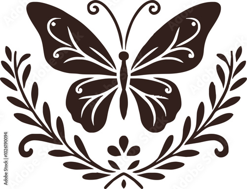 Flying butterfly silhouette logo design vector style on a white background