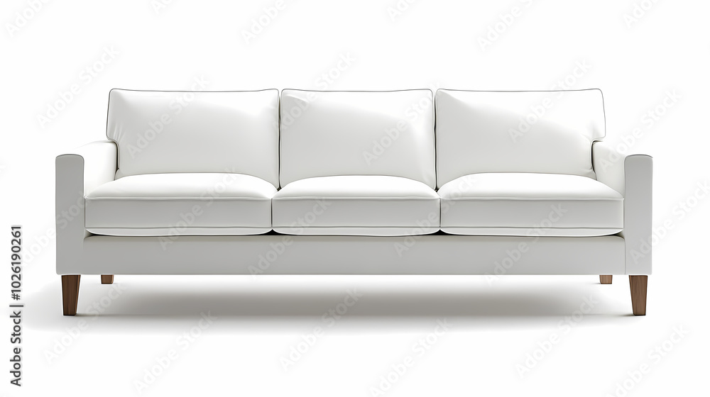 An isolated leather sofa with cushions on a white background, suitable for comfortable seating in a modern home An isolated leather sofa with cushions on a white background, suitable for comfortable seating in a modern home