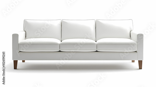 An isolated leather sofa with cushions on a white background, suitable for comfortable seating in a modern home