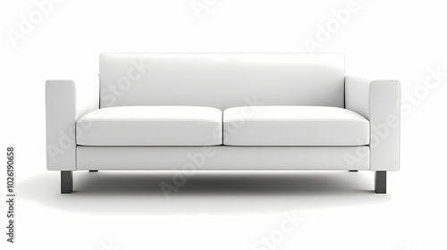 An isolated leather sofa with cushions on a white background, suitable for comfortable seating in a modern home