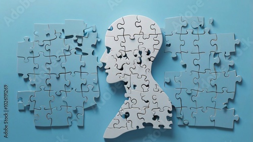 Human head from puzzles, head, puzzle, mind, human, brain, psychology, concept, intelligence, idea, mental, illustration