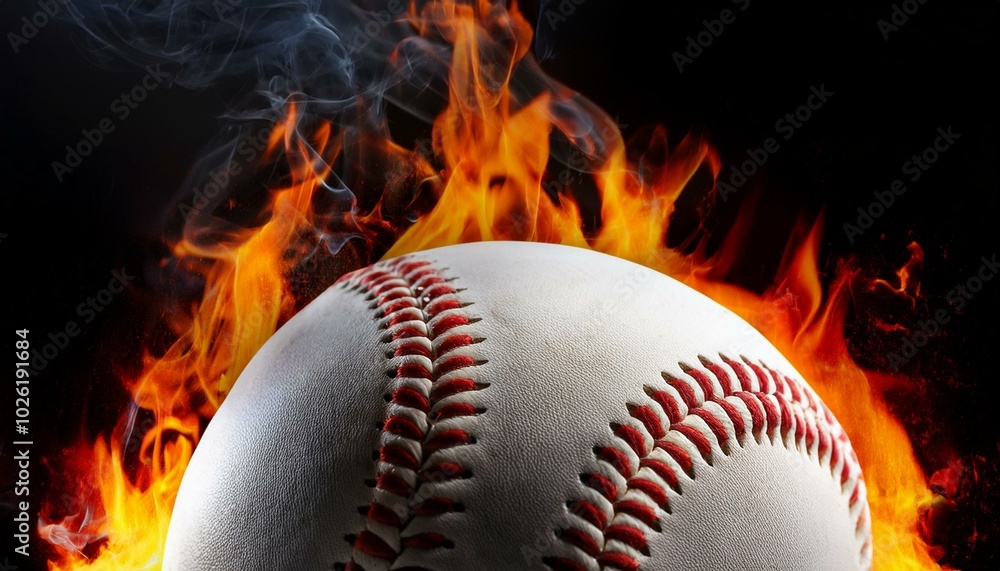 closeup of a baseball on fire closeup of a baseball on fire