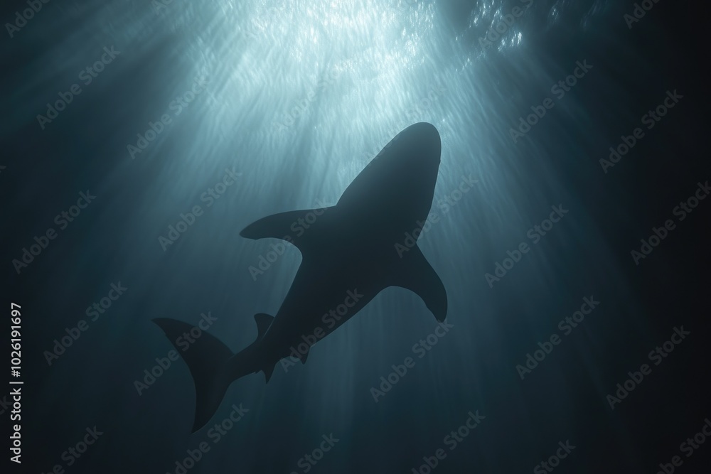 Obraz premium Shadowy Giants: The Silent Swim of Sharks