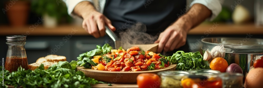 Obraz premium cookbook background, healthy seasonal vegetables, healthy vegetarian food concept. variety of plant foods. dark background