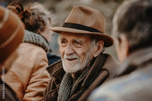 Portrait of an elderly man in a hat.