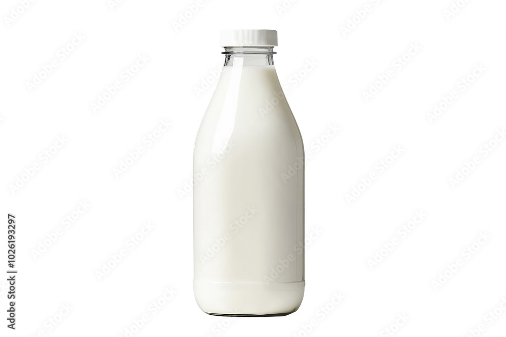 Milk bottle with caps isolated on white background. Concept of dairy products and freshness. Milk bottle with caps isolated on white background. Concept of dairy products and freshness.