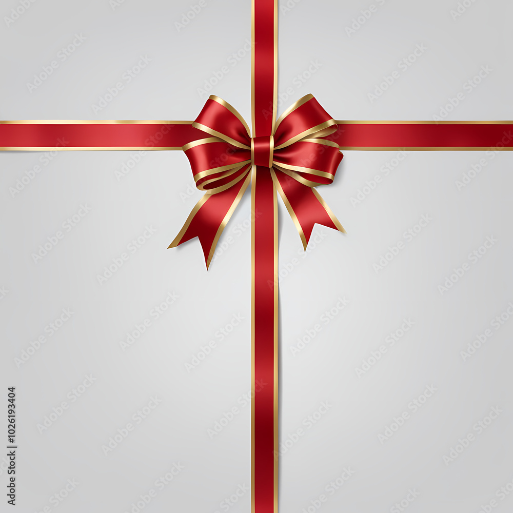 Red ribbon and bow with gold isolated against transparent background Red ribbon and bow with gold isolated against transparent background