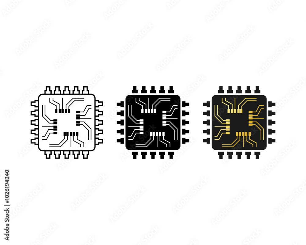Artificial intelligence AI processor chip icon. AI Processor vector set. Collection of Mini AI CPU icons Artificial intelligence AI processor chip icon. AI Processor vector set. Collection of Mini AI CPU icons