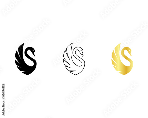 Beauty elegance Swan Logo design.