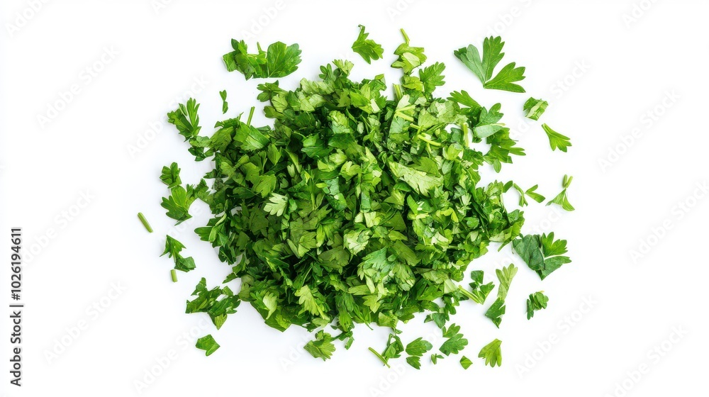 Obraz premium Freshly Chopped Green Herbs for Culinary Use