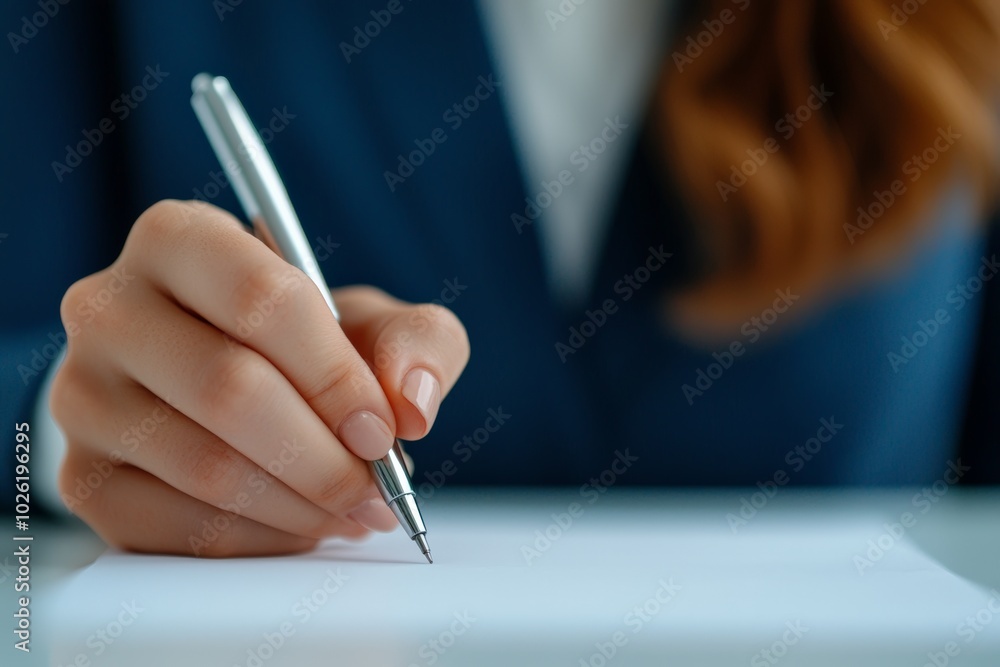 A hand writing on a white sheet of paper with a gold pen, symbolizing writing, communication, or creativity. A hand writing on a white sheet of paper with a gold pen, symbolizing writing, communication, or creativity.