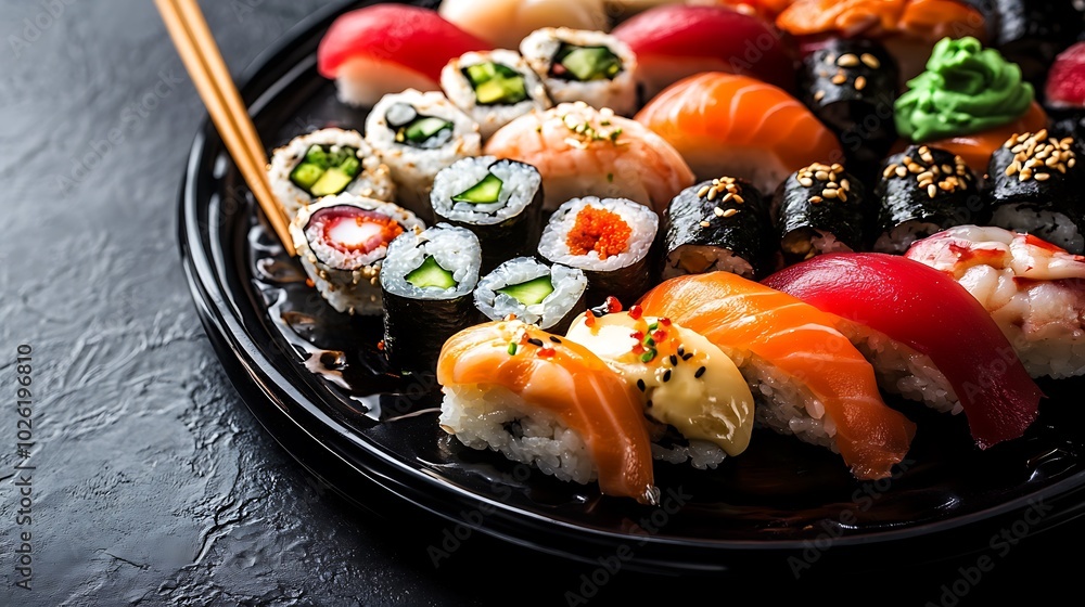 sushi and chopsticks sushi and chopsticks