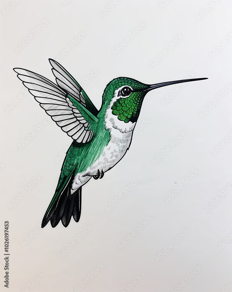Fototapeta premium hand drawing Hummingbird clipart on plain white background