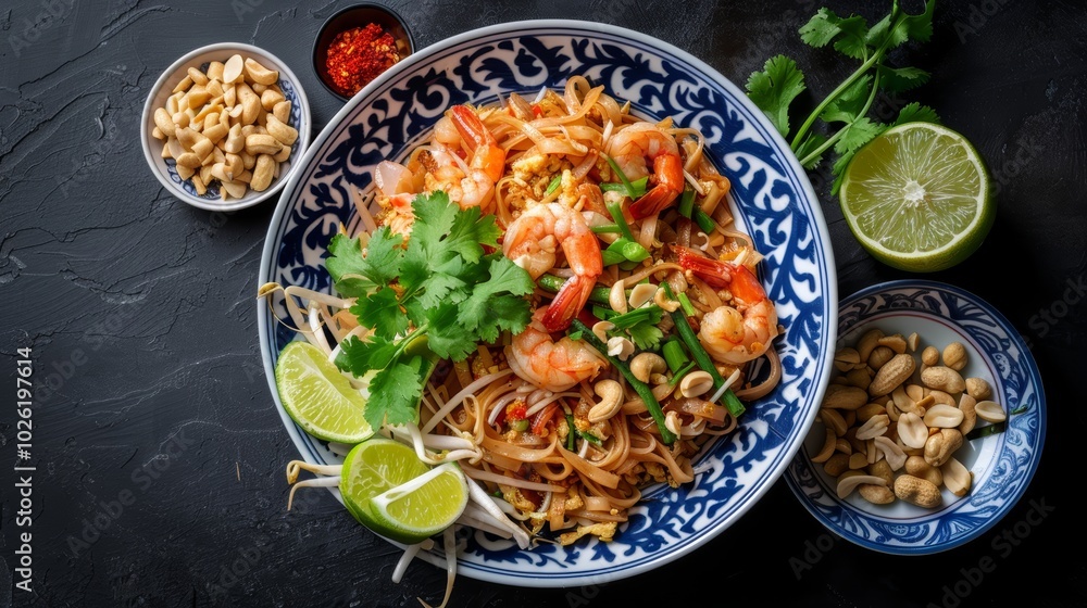 Pad Thai with Shrimp, Peanuts, and Lime Wedges Pad Thai with Shrimp, Peanuts, and Lime Wedges