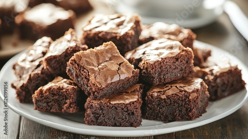 Wallpaper Mural A close-up of a plate of freshly baked brownies, with a few pieces cut and ready to be served. Torontodigital.ca