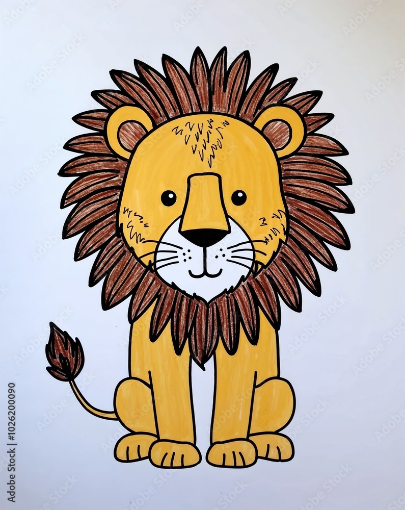 Obraz premium hand drawing Lion clipart on plain white background