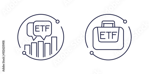 ETF icons, exchange traded funds line vector design