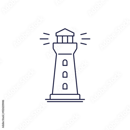 lighthouse line icon on white