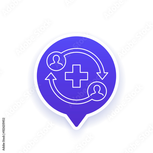 Medical referrals, patients icon, line vector design
