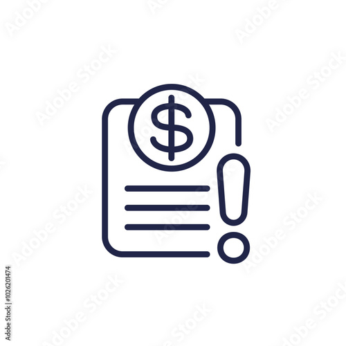 Invoice payment error icon, line pictogram