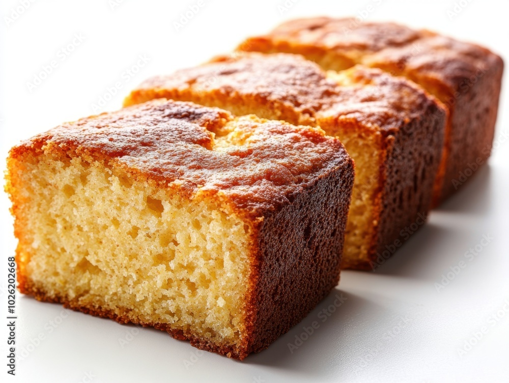 A loaf of homemade cornbread isolated on white background. A loaf of homemade cornbread isolated on white background.