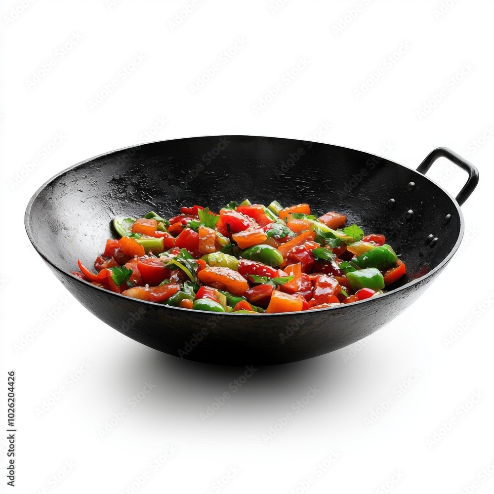 Vegetable stir-fry cooking in a wok Vegetable stir-fry cooking in a wok