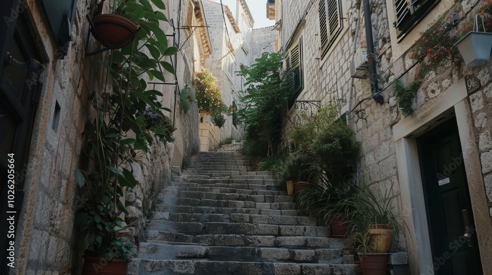 Fototapeta premium Exploring the Old Town of Dubrovnik in Croatia