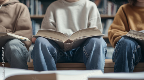 A group of children sitting with slumped shoulders, surrounded by textbooks and papers, conveying the feeling of demotivation due to challenging high school entrance exams, with no