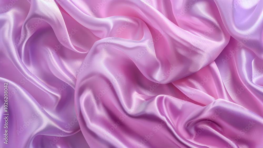 Fototapeta premium Elegant Lavender Silk Satin Drapes Softly Flowing in Gentle Light, Creating a Dreamy Ambiance