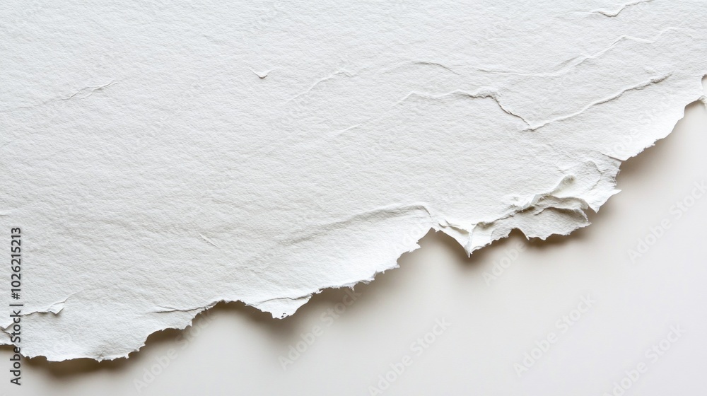 A white paper with a tear in it A white paper with a tear in it