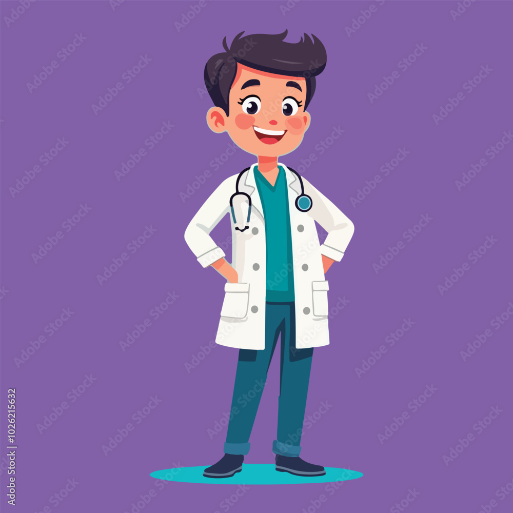 Cute cartoon full body vector doctor.
Cute cartoon full body vector doctor.