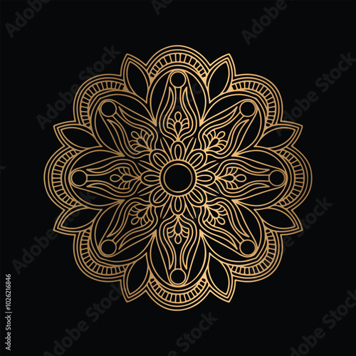 Gradient golden color line art mandala design photo