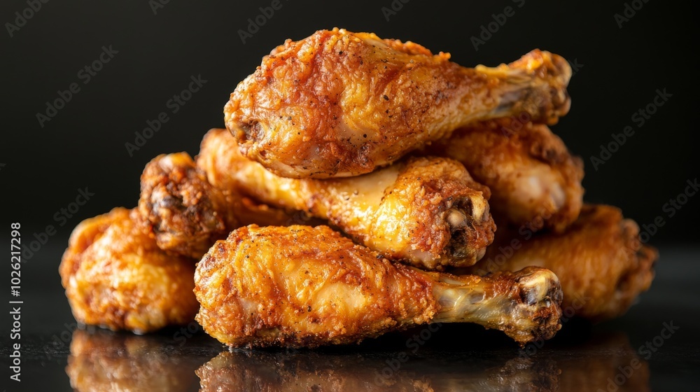 Close-up of Crispy Fried Chicken Drumsticks Close-up of Crispy Fried Chicken Drumsticks
