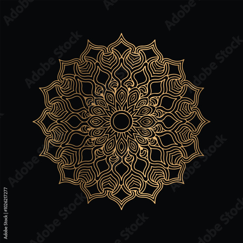 Gradient golden color line art mandala design photo