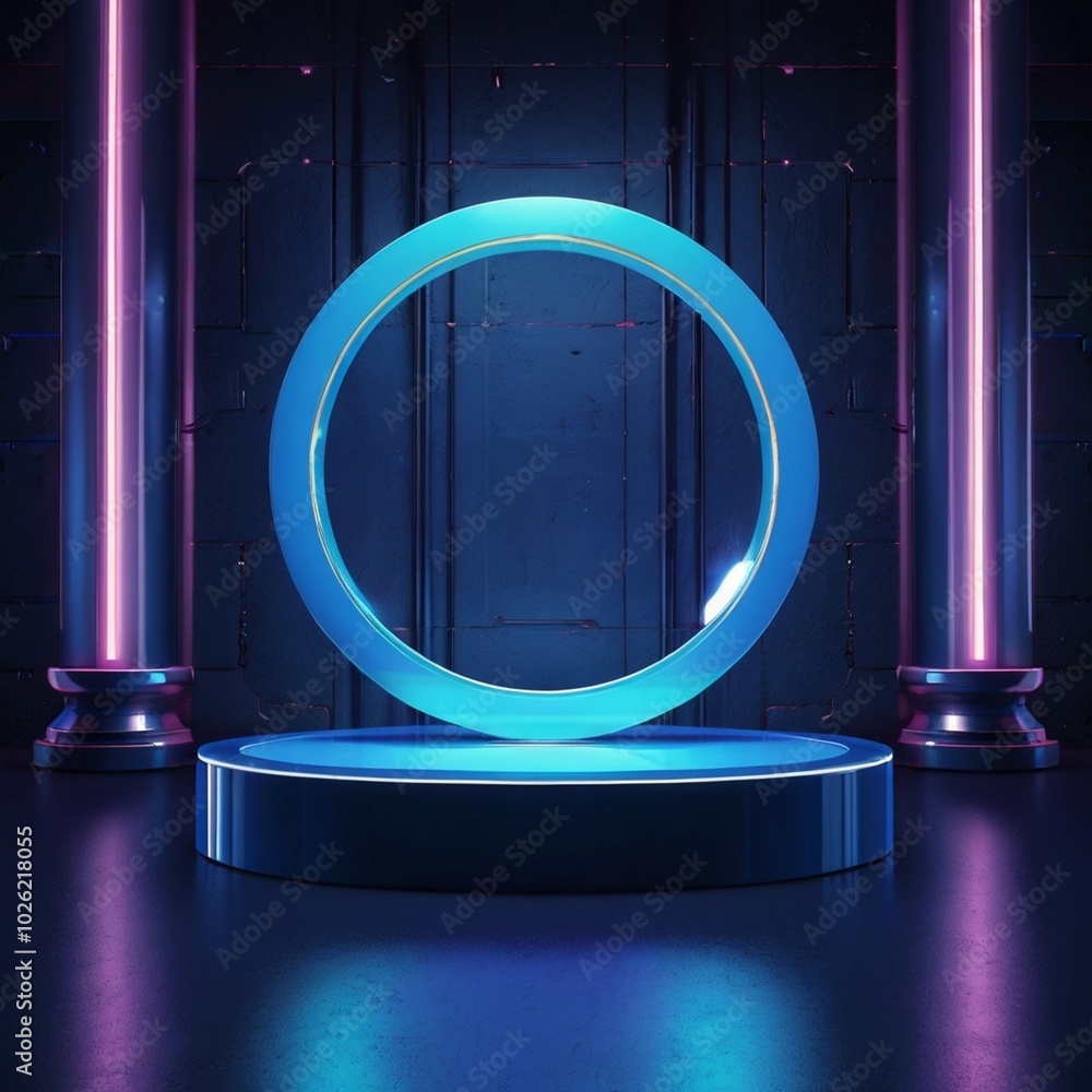 Round blue circle object neon sign that says quot the word royal stock image photo generated Ai Round blue circle object neon sign that says quot the word royal stock image photo generated Ai