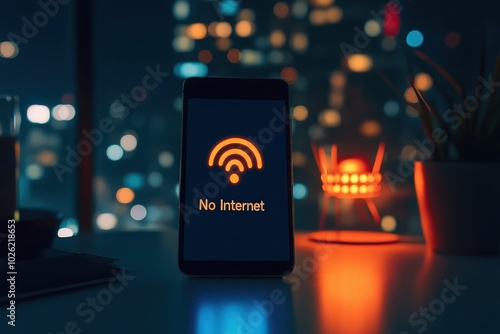 Obraz na płótnie Smartphone displaying no internet connection message