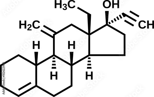 Desogestrel structural formula, vector illustration 
