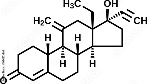 Etonogestrel structural formula, vector illustration