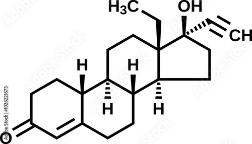 Levonorgestrel structural formula, vector illustration