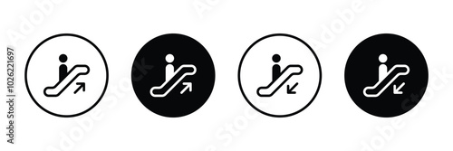 Escalator icon set. Escalator Up and Down icons set. Escalator sign. Escalator pictogram vector illustration