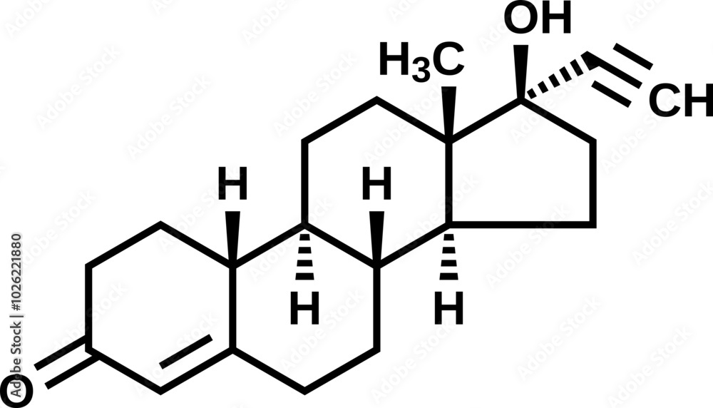 Norethisterone structural formula, vector illustration Norethisterone structural formula, vector illustration