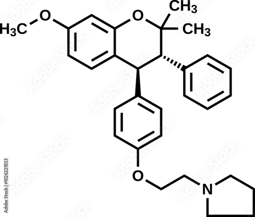 Ormeloxifene structural formula, vector illustration