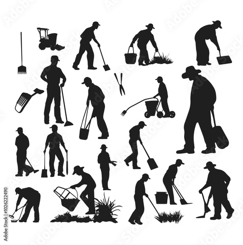 Garden farmer silhouette illustration