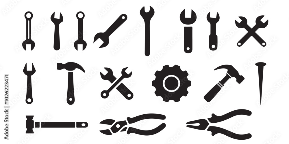 work tool icon set vector, repair tool vector on white background work tool icon set vector, repair tool vector on white background